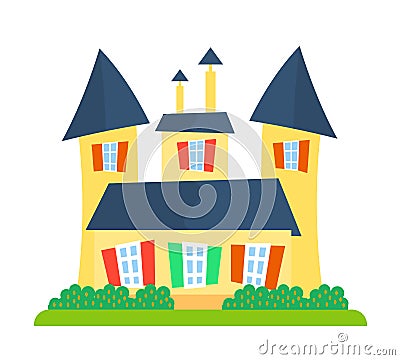 Cartoon suburban big house Vector Illustration