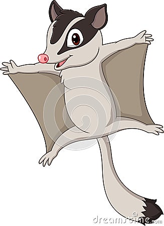 Cartoon sugar glider gliding Vector Illustration