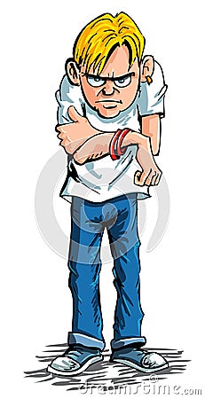 Cartoon sulky teenager wearing jeans and t shirt Vector Illustration