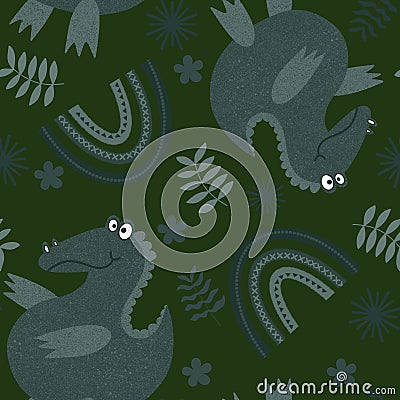 Cartoon summer animals seamless crocodile pattern for fabrics and wrapping paper and kids clothes print Cartoon Illustration
