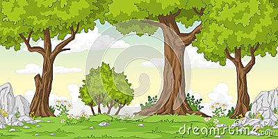 Cartoon Summer Landscape Vector Illustration