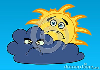 Cartoon sun and cloud Vector Illustration