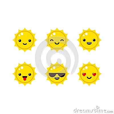 Cartoon sun emoticons Vector Illustration