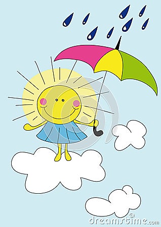 Cartoon Sun In The Rain Royalty Free Stock Photography - Image: 10670817