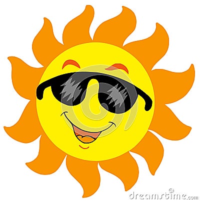 Cartoon Sun with sunglasses Vector Illustration