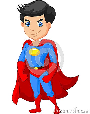 Cartoon Super hero boy posing Vector Illustration