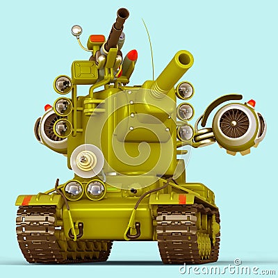 Cartoon Super Tank. 3D Illustration. Stock Photo