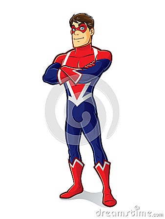 Friendly Superhero Crossing Arm Vector Illustration