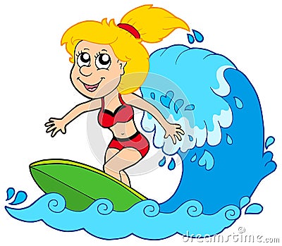 Cartoon surfer girl Vector Illustration
