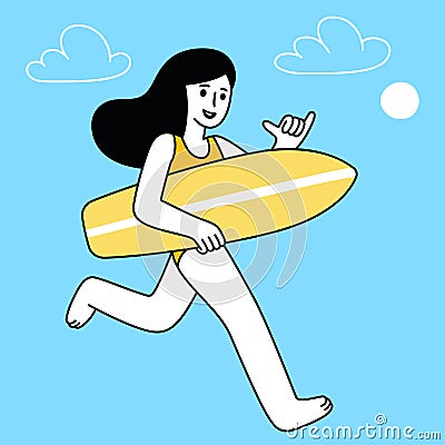 Cartoon surfer girl Vector Illustration