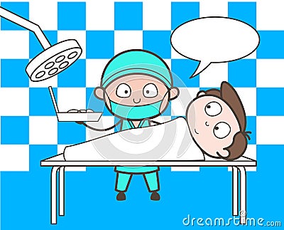 Cartoon Surgeon in Operation Theater with Patient Vector Concept Stock Photo