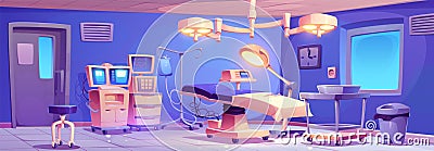 Surgery room interior with operation equipment Vector Illustration