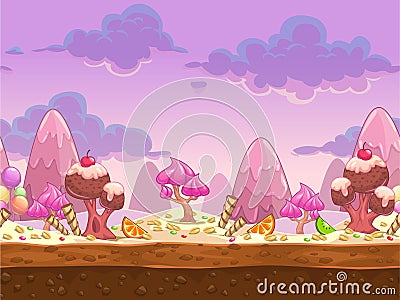 Cartoon sweet candy land seamless illustration Cartoon Illustration
