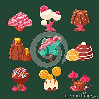 Cartoon Sweet Candy Land. Vector Illustration Vector Illustration