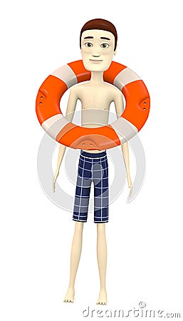 Cartoon swimmer with buoy Stock Photo