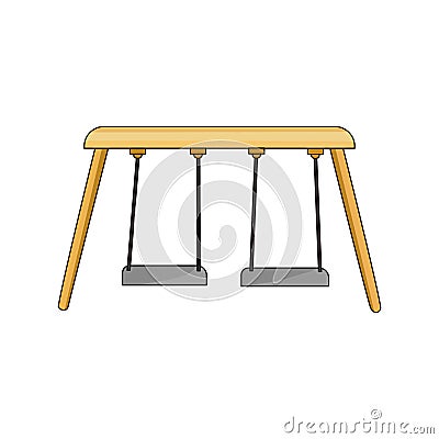 Cartoon swing for park or garden. Flat vector illustration isolated on white. Cartoon Illustration