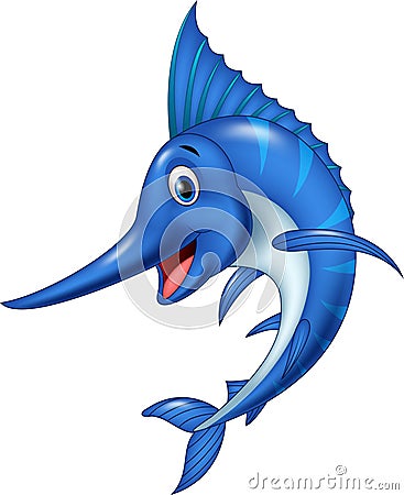 Cartoon swordfish isolated on white background Vector Illustration