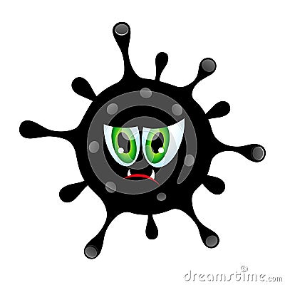 Cartoon symbol of virus, microbe, bacteria icon isolated on white background. evil character Vector Illustration