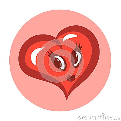 Cartoon symbolic love heart. Vector Illustration