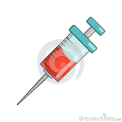 Cartoon syringe, injection isolated on white background Vector Illustration