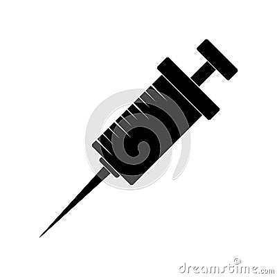 Cartoon syringe, injection silhouette isolated on white background Vector Illustration