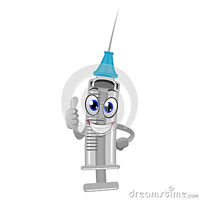 Cartoon Syringe Mascot Vector Illustration