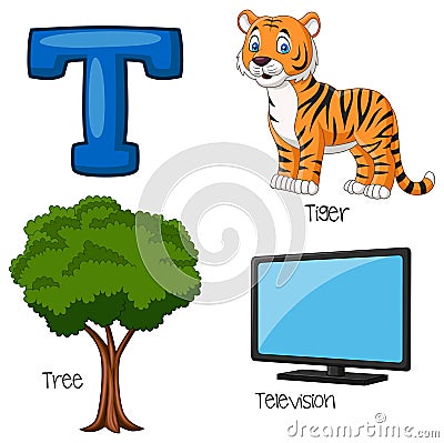 Cartoon T alphabet Vector Illustration