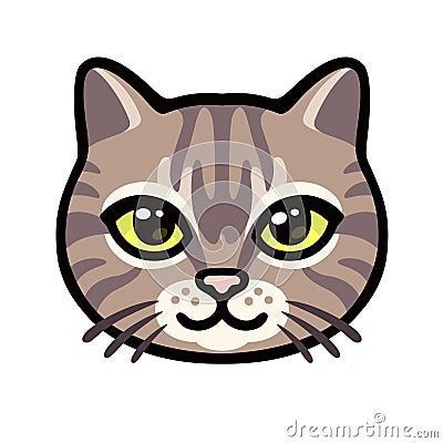 Cartoon tabby cat face Vector Illustration