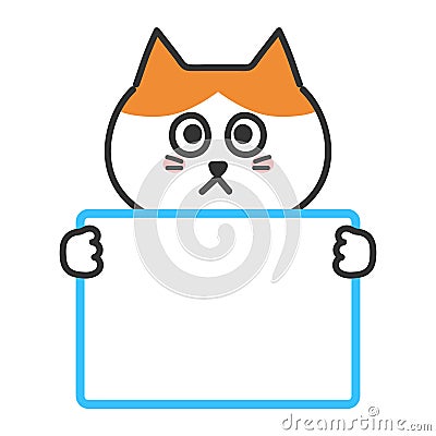 Cartoon tabby cat informing something with a whiteboard, vector illustration. Vector Illustration