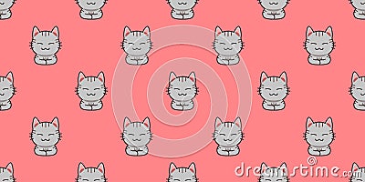 Cartoon tabby cat seamless pattern background Vector Illustration