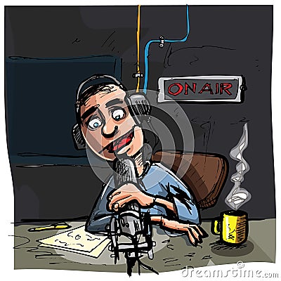 Cartoon Talk radio presenter Vector Illustration