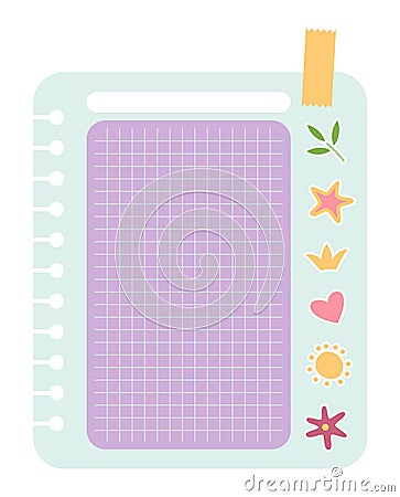 Cartoon task planner element isolated. Cute paper sticky note, to do list or memo message notepad paper sheet. Vector Vector Illustration