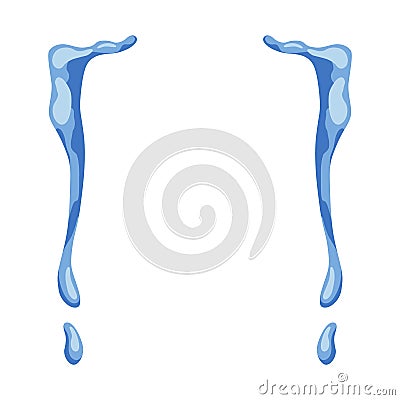 Cartoon tear drops icon. Sorrow cry streams, tear blob. Crying fluid, falling blue water drops. Isolated vector for Stock Photo