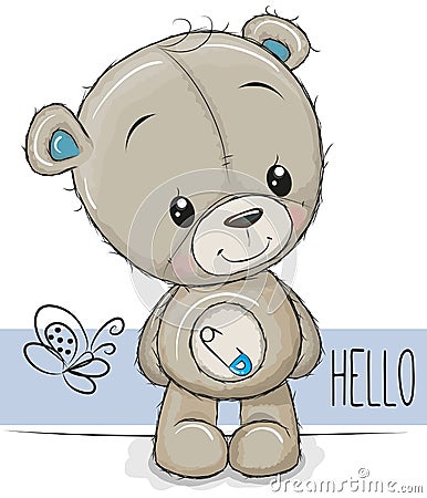 Cartoon Teddy Bear on a white background Vector Illustration