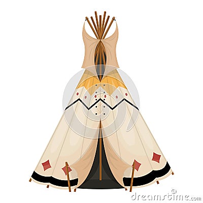 Cartoon tee pee traditional native americans wigwam. Vector Vector Illustration