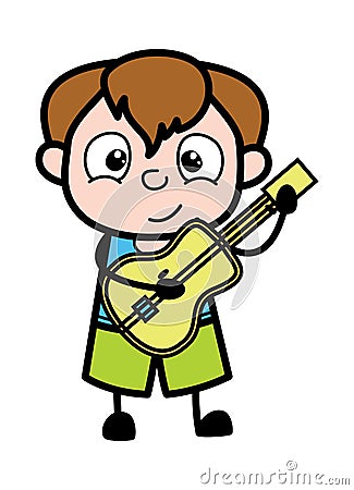 Cartoon Teen Boy Playing Guitar Stock Photo