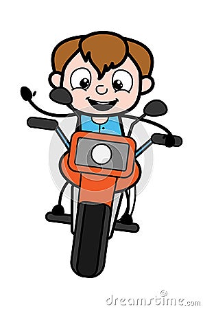 Cartoon Teen Boy Riding Motorbike Stock Photo