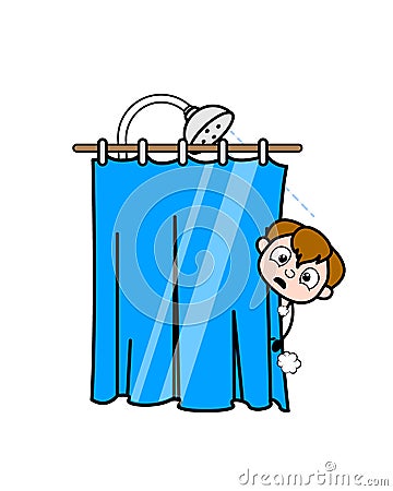 Cartoon Teen Boy taking shower Stock Photo