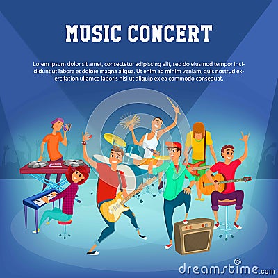 Cartoon Teenage Music Concert. Concept music character designe. vector illustration. Vector Illustration