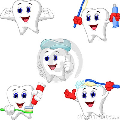 Cartoon teeth collection set Stock Photo