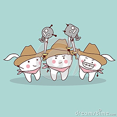 Cartoon teeth cowboy Vector Illustration