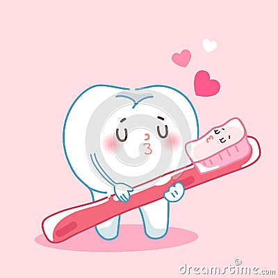 Cartoon teeth and toothbrush Vector Illustration