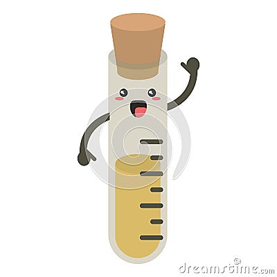 Cartoon test tube laboratory school tool Vector Illustration