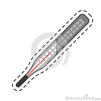 Cartoon thermometer scale measuring icon Vector Illustration