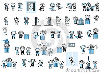Cartoon Thief - Set of Various Concepts Vector illustrations Cartoon Illustration