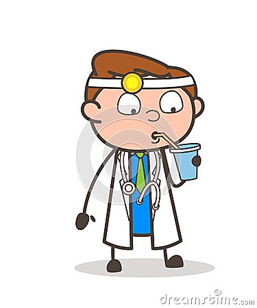 Cartoon Thirsty Doctor Vector Illustration Stock Photo