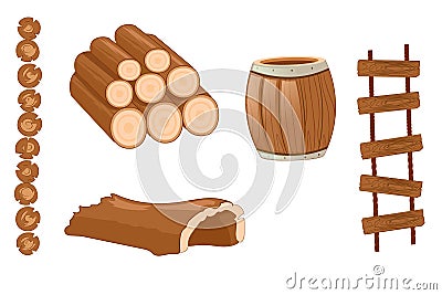 Cartoon timber set Vector Illustration