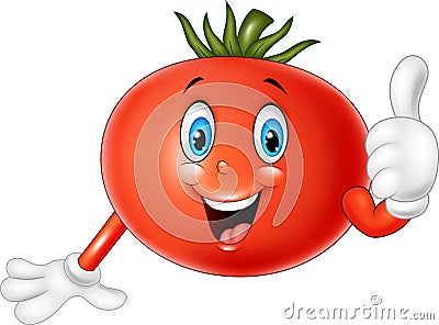 Cartoon tomato giving thumbs up Vector Illustration