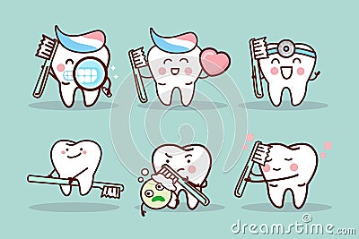 Cartoon tooth brush and clean Vector Illustration