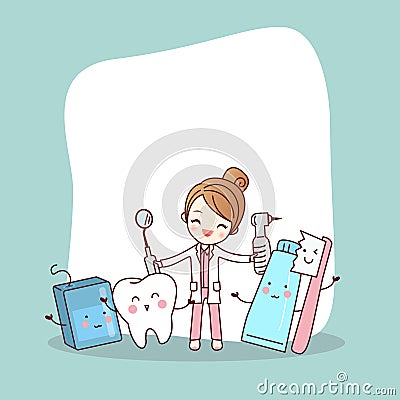 Cartoon tooth friend with dentist Vector Illustration